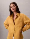 Calvin Klein Jeans Est.1978 Calvin Klein Women's Double Gauze Roll Tab Shirt In Gold