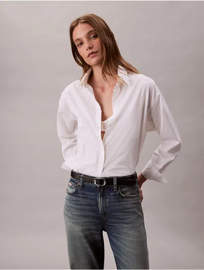 Calvin Klein Jeans Est.1978 Calvin Klein Women's Emblem Logo Button-down Shirt In Yellow
