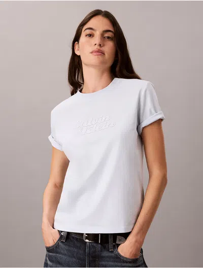 Calvin Klein Jeans Est.1978 Calvin Klein Women's Embossed Calvin Klein Logo Tee In White