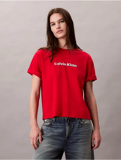 Calvin Klein Jeans Est.1978 Calvin Klein Women's Embroidered Logo Graphic Classic T-shirt In Red