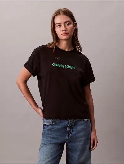 Calvin Klein Jeans Est.1978 Calvin Klein Women's Embroidered Logo Graphic Classic T-shirt In Black