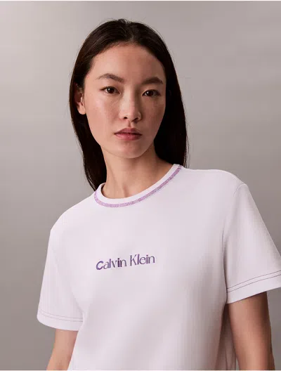 Calvin Klein Jeans Est.1978 Calvin Klein Women's Embroidered Logo Graphic Slim T-shirt In White