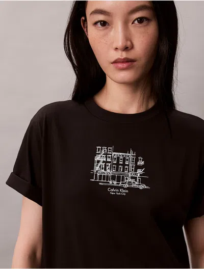 Calvin Klein Jeans Est.1978 Calvin Klein Women's Embroidered Script Logo Classic T-shirt In Black
