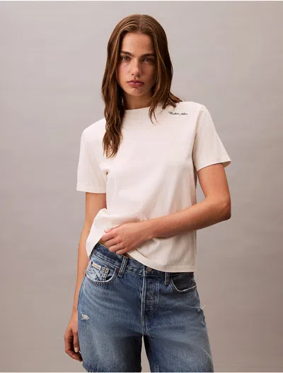 Calvin Klein Jeans Est.1978 Calvin Klein Women's Embroidered Script Logo Classic T-shirt In White