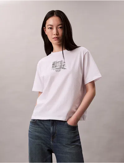 Calvin Klein Jeans Est.1978 Calvin Klein Women's Embroidered Script Logo Classic T-shirt In White