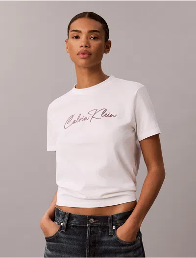 Calvin Klein Jeans Est.1978 Calvin Klein Women's Embroidered Script Logo Tee In Bright White