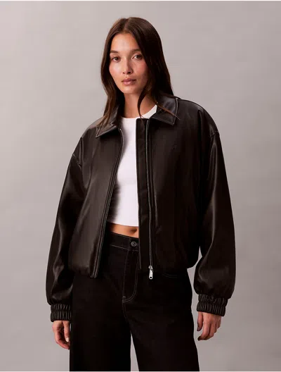 Calvin Klein Jeans Est.1978 Calvin Klein Women's Faux Leather Insulated Bomber Jacket In Black
