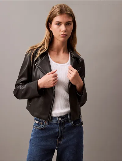 Calvin Klein Jeans Est.1978 Calvin Klein Women's Faux Leather Moto Jacket In Black