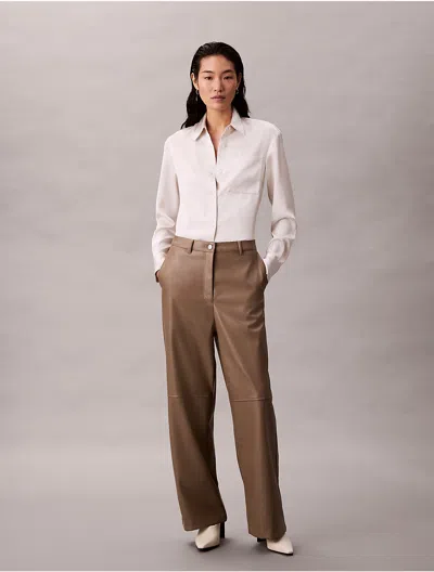 Calvin Klein Jeans Est.1978 Calvin Klein Women's Faux Leather Relaxed Pants In Brown