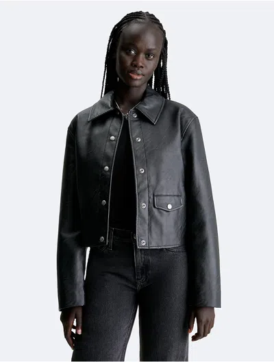 Calvin Klein Jeans Est.1978 Calvin Klein Women's Faux Leather Shirt Jacket