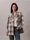 Calvin Klein Jeans Est.1978 Calvin Klein Women's Flannel Plaid Button-down Shirt In Gray