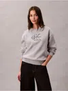 Calvin Klein Jeans Est.1978 Calvin Klein Women's Fleece Foil Monologo Relaxed Sweatshirt In Gray