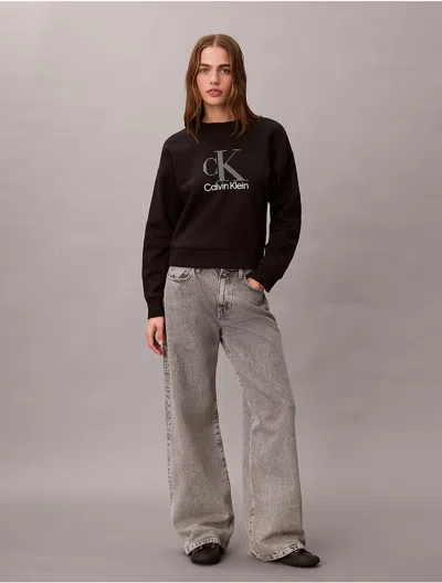Calvin Klein Jeans Est.1978 Calvin Klein Women's Fleece Logo Graphic Relaxed Sweatshirt In Black