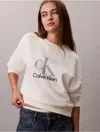 Calvin Klein Jeans Est.1978 Calvin Klein Women's Fleece Logo Graphic Relaxed Sweatshirt In Neutral