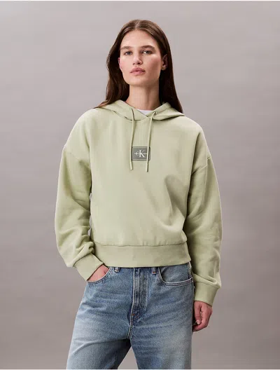Calvin Klein Jeans Est.1978 Calvin Klein Women's Fleece Logo Patch Cropped Hoodie