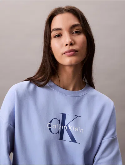 Calvin Klein Jeans Est.1978 Calvin Klein Women's Fleece Monogram Logo Relaxed Sweatshirt In Blue