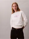 Calvin Klein Jeans Est.1978 Calvin Klein Women's Fleece Monogram Logo Relaxed Sweatshirt In White