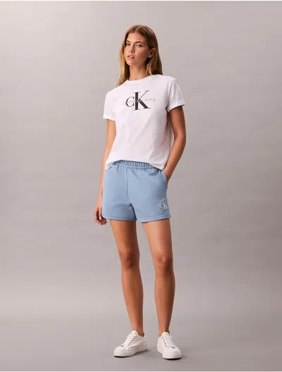 Calvin Klein Jeans Est.1978 Calvin Klein Women's Fleece Monogram Pull-on Shorts In White