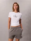 Calvin Klein Jeans Est.1978 Calvin Klein Women's Fleece Monogram Pull-on Shorts In White
