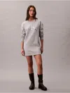 Calvin Klein Jeans Est.1978 Calvin Klein Women's Fleece Sequin Monogram Mini Sweatshirt Dress In Gray