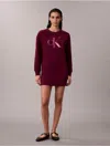 Calvin Klein Jeans Est.1978 Calvin Klein Women's Fleece Sequin Monogram Mini Sweatshirt Dress In Red