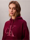 Calvin Klein Jeans Est.1978 Calvin Klein Women's Fleece Sequin Monogram Relaxed Hoodie In Burgundy
