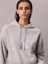 Calvin Klein Jeans Est.1978 Calvin Klein Women's Fleece Sequin Monogram Relaxed Hoodie In Gray