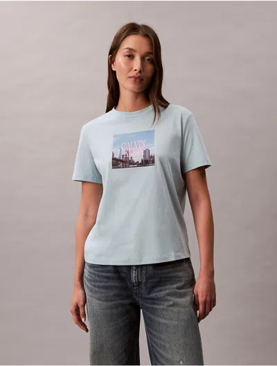 Calvin Klein Jeans Est.1978 Calvin Klein Women's Floral Graphic Slim T-shirt In Blue