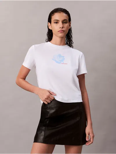 Calvin Klein Jeans Est.1978 Calvin Klein Women's Floral Graphic Slim T-shirt In White