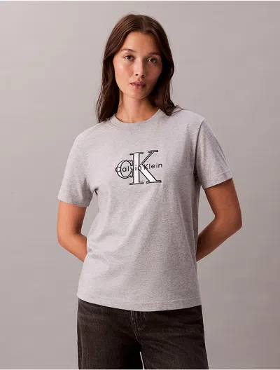 Calvin Klein Jeans Est.1978 Calvin Klein Women's Foil Monologo Classic T-shirt In Gray
