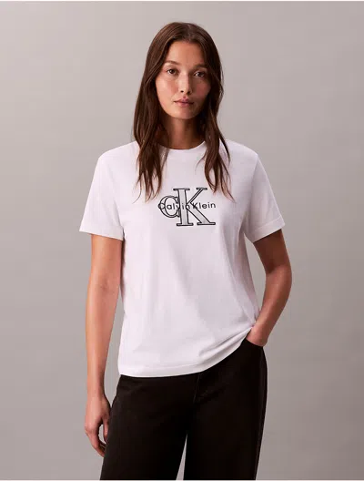 Calvin Klein Jeans Est.1978 Calvin Klein Women's Foil Monologo Classic T-shirt In White