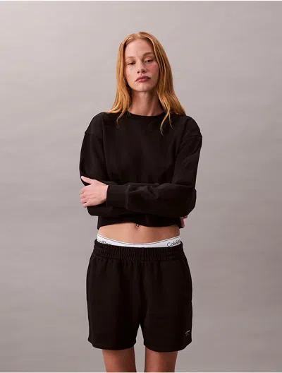 Calvin Klein Jeans Est.1978 Calvin Klein Women's French Terry Cropped Relaxed Sweatshirt In Black