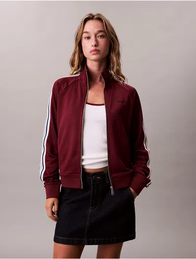 Calvin Klein Jeans Est.1978 Calvin Klein Women's French Terry Track Jacket In Burgundy