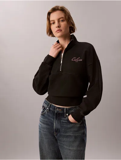 Calvin Klein Jeans Est.1978 Calvin Klein Women's French Terry Zip Sweatshirt In Black