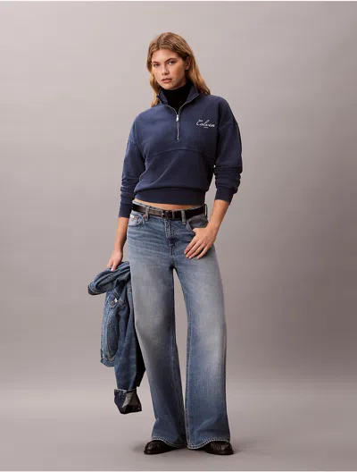 Calvin Klein Jeans Est.1978 Calvin Klein Women's French Terry Zip Sweatshirt In Estate Blue