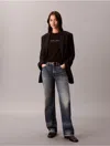 Calvin Klein Jeans Est.1978 Calvin Klein Women's Glitter Script Logo Graphic Slim T-shirt In Black