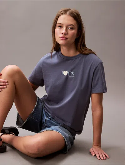 Calvin Klein Jeans Est.1978 Calvin Klein Women's Heart Logo Classic T-shirt In Gray