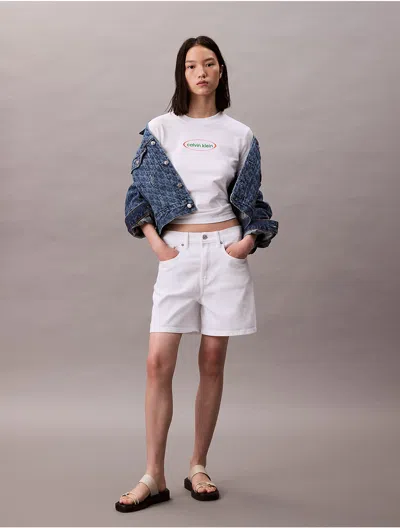 Calvin Klein Jeans Est.1978 Calvin Klein Women's High Rise Denim Shorts In White