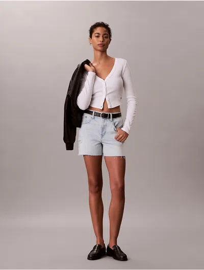 Calvin Klein Jeans Est.1978 Calvin Klein Women's High Rise Midi Denim Shorts In Blue