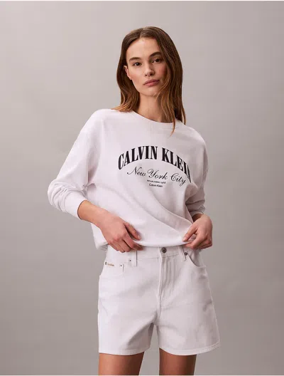 Calvin Klein Jeans Est.1978 Calvin Klein Women's High Rise Midi Denim Shorts In White