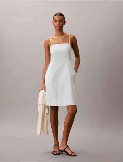 Calvin Klein Jeans Est.1978 Calvin Klein Women's Linen Blend Mini Sheath Dress In White