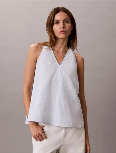 Calvin Klein Jeans Est.1978 Calvin Klein Women's Linen Blend Sleeveless Top In Blue