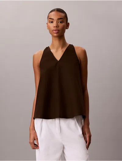 Calvin Klein Jeans Est.1978 Calvin Klein Women's Linen Blend Sleeveless Top In Brown