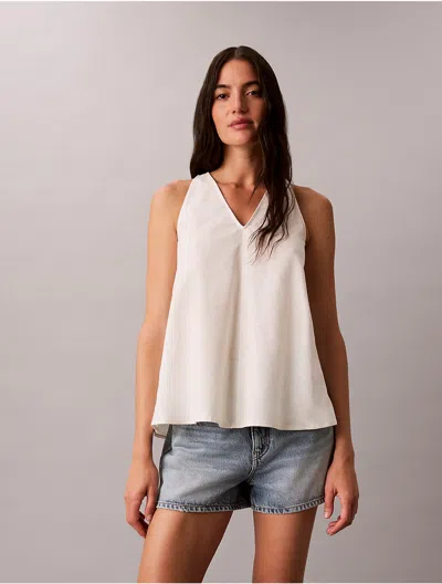 Calvin Klein Jeans Est.1978 Calvin Klein Women's Linen Blend Sleeveless Top In White