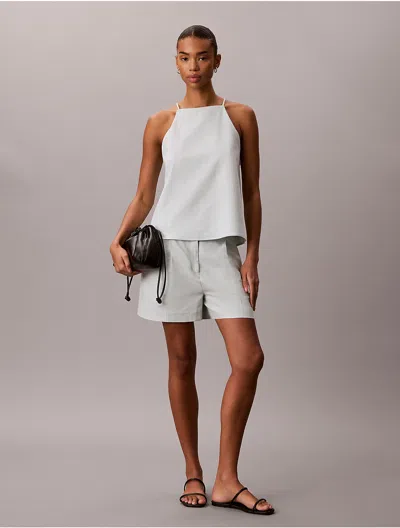 Calvin Klein Jeans Est.1978 Calvin Klein Women's Linen Blend Tailored Shorts In White