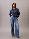 Calvin Klein Jeans Est.1978 Calvin Klein Women's Linen Blend Wide Leg Jeans In Blue