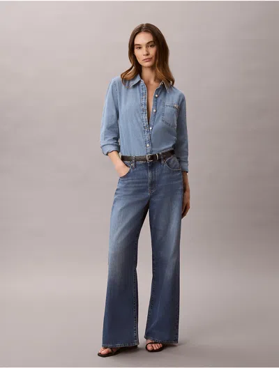 Calvin Klein Jeans Est.1978 Calvin Klein Women's Linen Blend Wide Leg Jeans In Multi