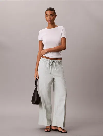 Calvin Klein Jeans Est.1978 Calvin Klein Women's Linen Blend Wide Leg Pants In Green