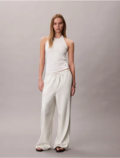 Calvin Klein Jeans Est.1978 Calvin Klein Women's Linen Blend Wide Leg Pants In Neutral