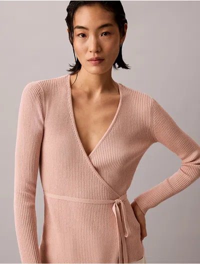 Calvin Klein Jeans Est.1978 Calvin Klein Women's Linen Blend Wrap Sweater In Pink